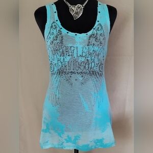 Women's Blue Graphic Tank Top